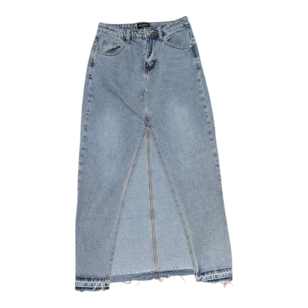 White Fox Boutique Denim Maxi Skirt XS - Picture 3 of 5